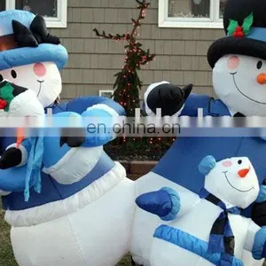 Family Inflatable Snaowman Decoration in Blue Clothes thumbnail-1