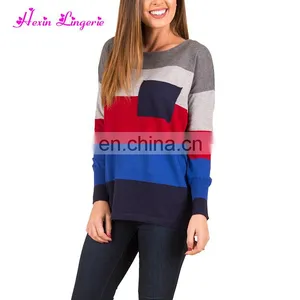 Oem Ladies Splicing Solid - Colored Winter Custom Knit Crop Ladies Sweater thumbnail-1