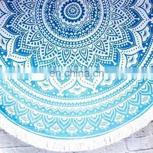 72" Indian Mandala Hippie Round Roundie Tapestries Hippy Boho Gypsy Cotton Round Beach Throw Yoga Mat Tassel thumbnail-1