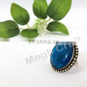 Designer Bohemian Stone Ring- Designer Oxidized Ring-Festival Fashion Ring thumbnail-2