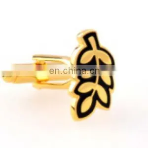 Low Price Gold Leaf Shaped Cufflinks Enamel Colorful Maple Leaf,new Design Leaf Shaped Cufflink for Mens Accessory thumbnail-1