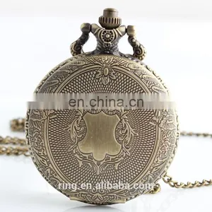 New Fashion European Retro Style Quartz Pocket Watch Large Carved Solid Cover Double Unisex Pocket Watch Jewelry thumbnail-2