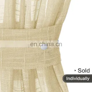 2019 Latest Linen Textured Turkish Rideaux Salon Voile Curtains Linen Curtains With Polyester Voile thumbnail-4