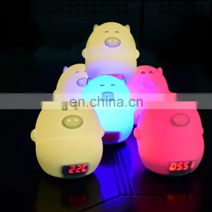 High Quality Motion Sensor Led Alarm Clock Night Light Colorful Lamp Room Silicone Night Lamp for Kids thumbnail-1
