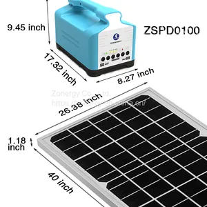 Portable Mini Large Capacity Solar 100w PV 4 Light Bulbs Energy Storage System thumbnail-3
