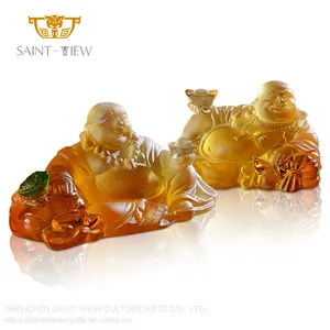 Factory Wholesale Crystal Liuli Laughing Maitreya Statue Blessing Car Interior Decoration thumbnail-1
