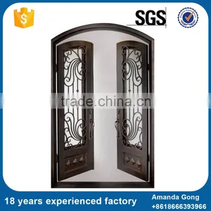 Wrought Iron Arch Top Double Entry Door thumbnail-2