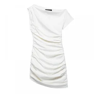 2025 New European and American Fashion Simple and Skinny Fold Short Dress thumbnail-1