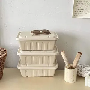 Eco-Friendly Molded Pulp Storage Box 100% Recyclable Water Resistant With Lid, Eco‑Friendly Stackable Home Organizer thumbnail-4