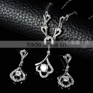 Fashion Elegant Crystal Shaped Necklace Earring Jewelry Set thumbnail-3