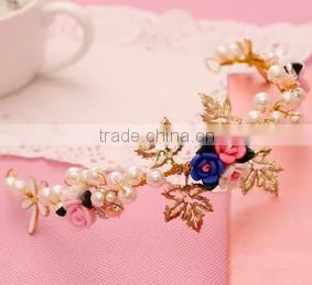 Hair Accessories Hair Jewelry Rhinestone Wedding Flowers Gold Plated Jewelry Wholesale Crowns thumbnail-2
