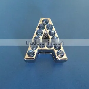 Zinc Alloy 18mm Slide Letters With Light Blue Rhinestones thumbnail-3