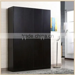 4 Doors Black Wooden Bedroom Wardrobe Designs thumbnail-1