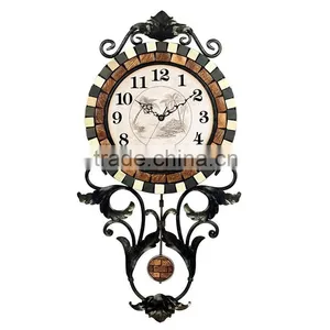 Home Decorative Mosaic Polyresin Pendulum Wall Mounted Clock thumbnail-1