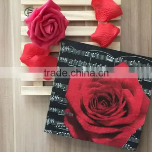 Virgin Wood Pulp 3ply Printed Paper Napkin Rose Printed Napkin thumbnail-5