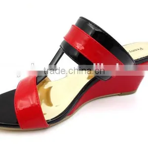 New Fashion Wedge Heel pu Slipper for Lady thumbnail-4
