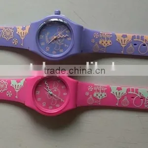 Colorful Pressed Patterns Plastic Case Silicone Band Sport Watch thumbnail-1
