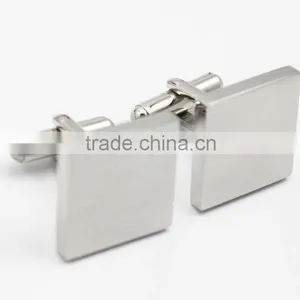 316L Stainless Steel Shiny Silver Classic Mens Square Cuff Button thumbnail-1