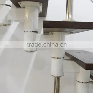 Indoor Stainless Steel Wood Straight Stairs With Glass Tread thumbnail-4