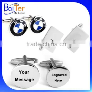 China Wholesale Custom Round Plain Flat Cufflink Engraved Stainless Steel Cufflink thumbnail-5