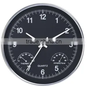 Metal Wall Mounted Clock With Temperature and Humidity, Fashion Decorative Home Clcok thumbnail-1