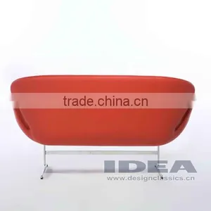 Replica Arne Jocabsen Swan Chair Loveseat - Red Genuine Leather thumbnail-4