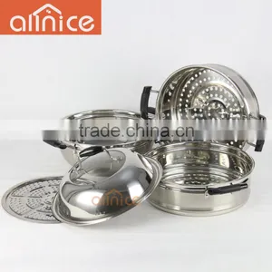 Allnice-3 Layers Stainless Steel Steamer Pot With Glass Lid thumbnail-3