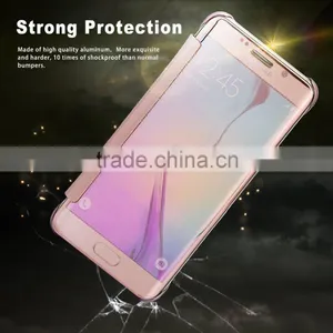 for Galaxy S7 Edge Case, Acessor-Z Fashion Luxury Glossy Mirror Clear View Smart Date/Time Premium thumbnail-5