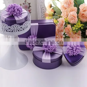 2015- Elegant Style Fashionable Purple Wedding Candy Boxes With Flower thumbnail-1