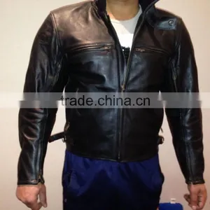 Mens Black Motorcycle Biker Leather Jacket 8143 thumbnail-1