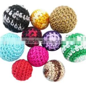 Assorted Round Handmade Wrap Wool Wood Beads, 16~22mm Diameter, Hole: 1~2mm, 100pcs/bag (M-WA001Y) thumbnail-1