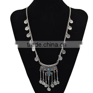 Wholesale Boho Antique African Statement Coin Long Tassel Pendants Luxury Necklace thumbnail-4