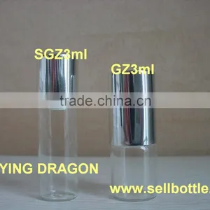 3ml Short Mini Roll on Glass Bottle With Shiny Sliver Aluminium Cap thumbnail-1