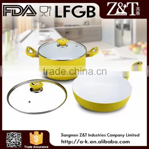 Yellow Stretch Ceramic Cookware Sets Cooking Pot Aluminium Pot Kitchen Cookware Set thumbnail-1