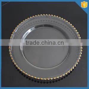 LXHY-P059 Crystal Wedding Charger Plate Antique Gold Plate Quality Choice thumbnail-2