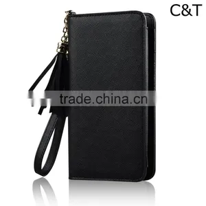 C&T Black Zipper Purse Leather Holster Wallet Clutch Wristlet Case for Apple IPhone 7 thumbnail-2