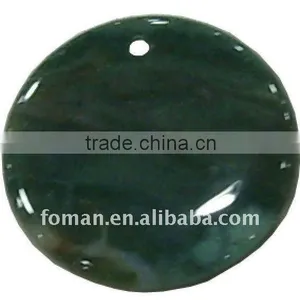50mm Round Indian Agate Semi Precious Stone Pendant thumbnail-1