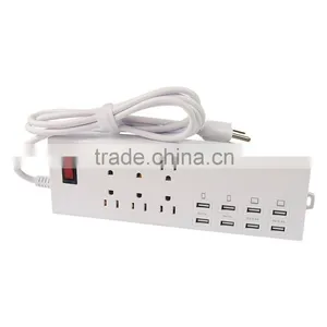 HUNDA OEM/ODM Service 5.9ft White US Plug Universal 6 Outlet Power Extension Socket With 8 USB Charger for Samsung for Iphone thumbnail-2