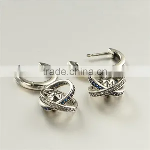 New Design Silver Jewelry Round Shaped Spinel World Globe Fashion Earrings thumbnail-6
