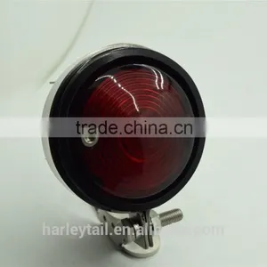 Black Round Red LED Tail Light Lamp for Harley Motorcycle Bobber Chopper 12V thumbnail-1