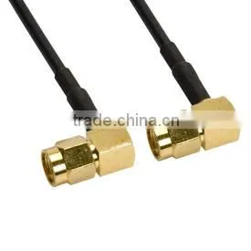 SMA Right Angle Male to SMA Right Angle Male (RG174) 50 Ohm Coaxial Cable Assembly thumbnail-1