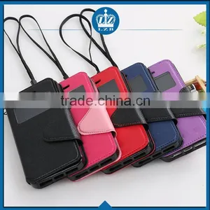 LZB Fashion Contrast Color Series View Windows Smart Leather Flip Case for Apple Iphone 5G thumbnail-1