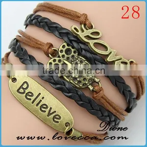 Popular Can DIY Leather Bracelet With Love Letters thumbnail-6