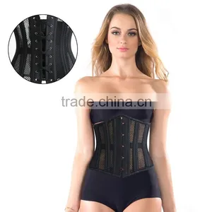 New Arrival Black Color Net Cloth 26 Double Steel Boned Women Mesh Corset Cheap Price thumbnail-1