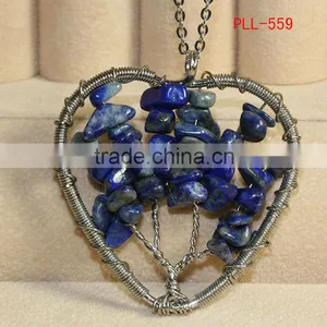 Wholesale Tree of Life Lapis Lazuli Dark Blue Stone Pendant thumbnail-1