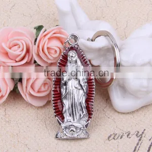 2016 New Design Key Chain Ring Custom Key Holder Our Lady of Guadalupe Metal Cross Key Chain Split Key Ring Clip Wholesale thumbnail-1