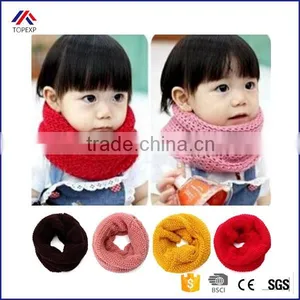 New Design Soft Candy Color Neck Bib Scarfs Kids Knitted Collar Winter Warm Scarf for Children Baby Girls thumbnail-1