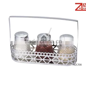 Salt, Pepper, Mustard Pineapple Shapes Glass Bottle Shaker With Metal Handle thumbnail-1