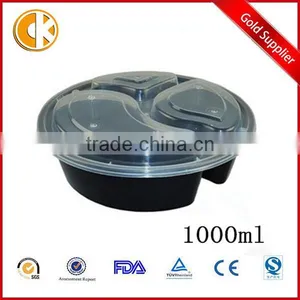 1000ml Round 3 Divided Disposable Plastic Food Container Microwave Safe thumbnail-1