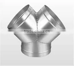 Greenhouse Air Ventilation System Galvanized Steel Y Tee 3-way Round Connector for Spiral Hose Duct Fittings thumbnail-1